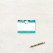 Turquoise Quilty Post-it® Notes (Op bureau)