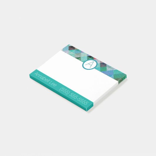 Turquoise Quilty Post-it® Notes (Schuin)
