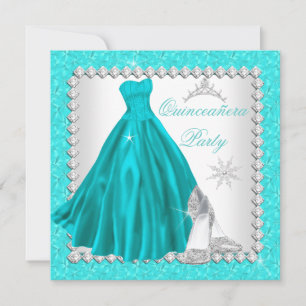 Turquoise Quinceañera 15e Diamanten Verjaardagsfee Kaart