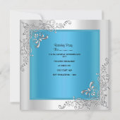 Turquoise Quinceanera 15th Birthday Silver Tiara Kaart (Achterkant)