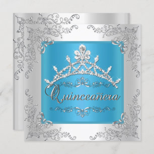 Turquoise Quinceanera 15th Birthday Silver Tiara Kaart