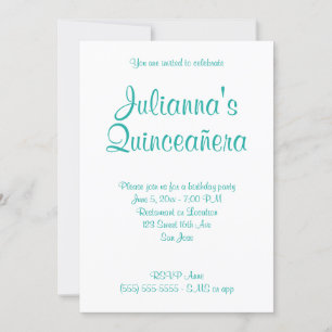 Turquoise Quinceañera Calligraphy Birthday Kaart