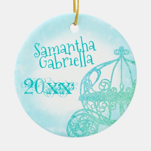 Turquoise Quinceanera Keepomwille kerstversiering Keramisch Ornament (Voorkant)