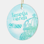 Turquoise Quinceanera Keepomwille kerstversiering Keramisch Ornament (Links)