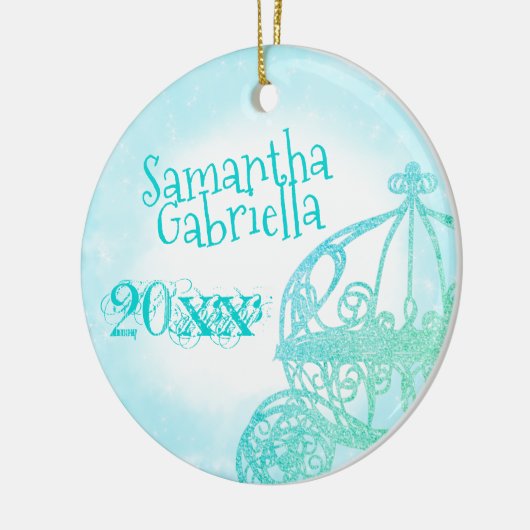Turquoise Quinceanera Keepomwille kerstversiering Keramisch Ornament (Links)
