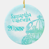 Turquoise Quinceanera Keepomwille kerstversiering Keramisch Ornament (Achterkant)
