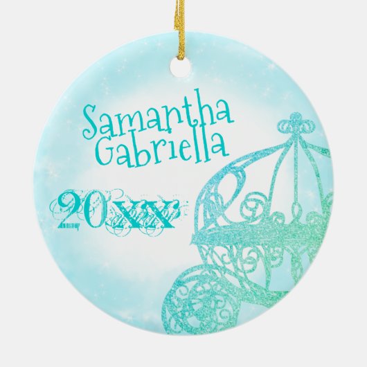 Turquoise Quinceanera Keepomwille kerstversiering Keramisch Ornament (Achterkant)