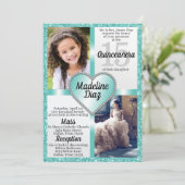 Turquoise Quinceañera Uitnodiging 15 Cumpleaños (Staand voorkant)