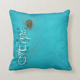 Turquoise Quote Peacock Feather Kussen