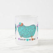 Turquoise Ram Chinese Year Zodiac Frosted Glass M Matglas Koffiemok (Center)