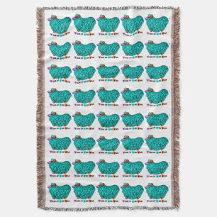 Turquoise Ram Chinese Year Zodiac Throw Blanket Deken