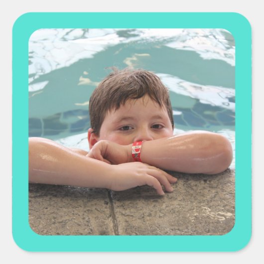 Turquoise Rand Foto Sticker (Voorkant)