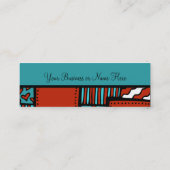 Turquoise Red Black Hoge Mode Boutique Designer Mini Visitekaartje (Achterkant)