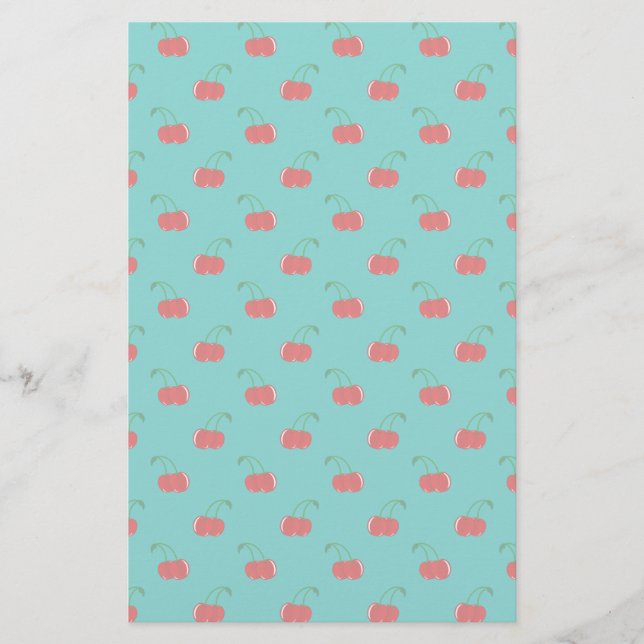 Turquoise red cherry patroon (Voorkant)