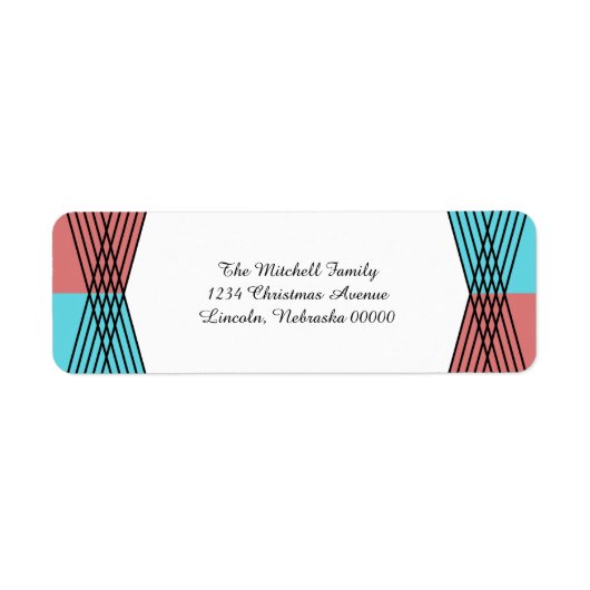 Turquoise Red Colorful Deco Adresetiketten Etiket (Voorkant)