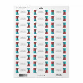 Turquoise Red Colorful Deco Adresetiketten Etiket (Full Sheet)