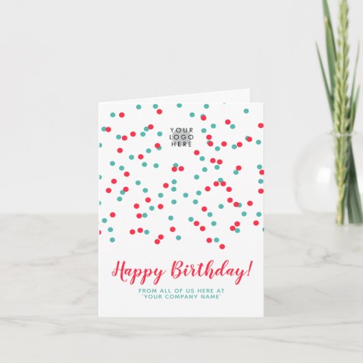 Turquoise Red Confetti SVG Happy Birthday Logo Kaart (Voorkant)