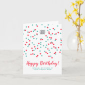 Turquoise Red Confetti SVG Happy Birthday Logo Kaart (Gele Bloem)