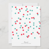 Turquoise Red Confetti SVG Modern Birthday Party Kaart (Achterkant)