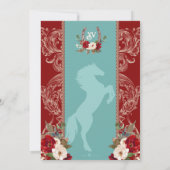 Turquoise & Red Elegant Baroque Charra Quinceañera Kaart (Achterkant)