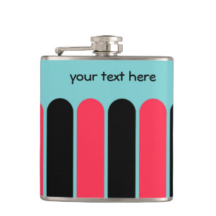 Turquoise Red en Black Stripes Heupfles