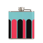 Turquoise Red en Black Stripes Heupfles (Achterkant)