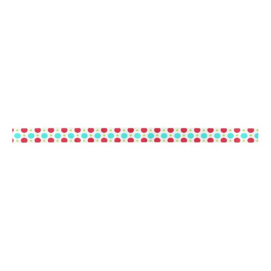 Turquoise Red en Green Polka Dot Ribbon Satijnen Lint (Voorkant)