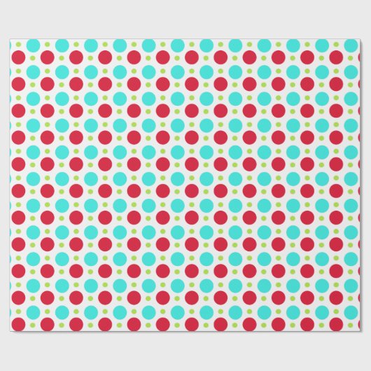 Turquoise Red en Green Polka Dot Wrapping Paper Cadeaupapier (Vlak)