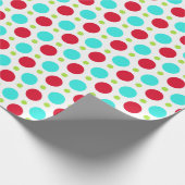 Turquoise Red en Green Polka Dot Wrapping Paper Cadeaupapier (Hoek)