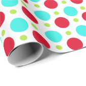Turquoise Red en Green Polka Dot Wrapping Paper Cadeaupapier (Rol Hoek)