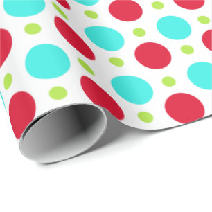 Turquoise Red en Green Polka Dot Wrapping Paper Cadeaupapier