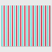Turquoise Red en White Striped Wrapping Paper Cadeaupapier (Vlak)