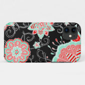 Turquoise & Red Floral Case-Mate iPhone Case (Achterkant (horizontaal))
