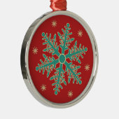Turquoise Red Gold Kerstmis Snowflake Metalen Ornament (Rechts)