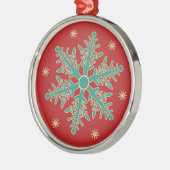 Turquoise Red Gold Kerstmis Snowflake Metalen Ornament (Links)