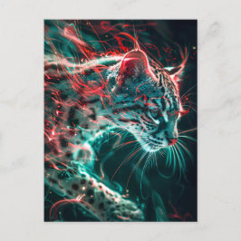 Turquoise Red Neon Vissen Cat Light Briefkaart