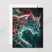 Turquoise Red Neon Vissen Cat Light Briefkaart (Voorkant / Achterkant)