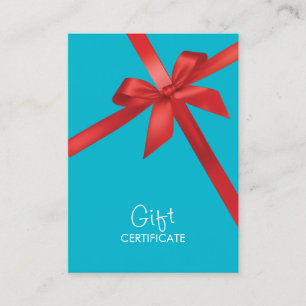 Turquoise Red Ribbon Wrapping Gift Certificate Kortingskaartje