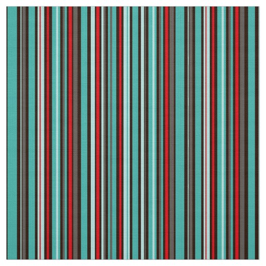 Turquoise Red Stripe Coordinate for Starburst Stof (Swatch)