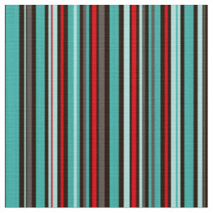 Turquoise Red Stripe Coordinate for Starburst Stof