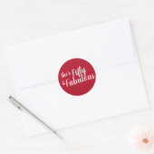 Turquoise, Red Vijftig en Fabulous Birthday Party Ronde Sticker (Envelop)