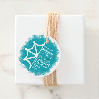 Turquoise, Red, White Snowflake met kerstcadeau La Bedankjes Labels