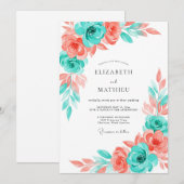 Turquoise Refreshing Summer Wedding Kaart (Voorkant / Achterkant)