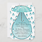 Turquoise regendruppels bruids douche uitnodiging (Voorkant)