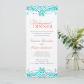 Turquoise Rehearsal Dinner Invitation Kaart (Staand voorkant)
