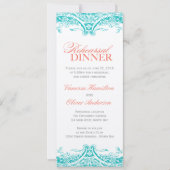 Turquoise Rehearsal Dinner Invitation Kaart (Voorkant)