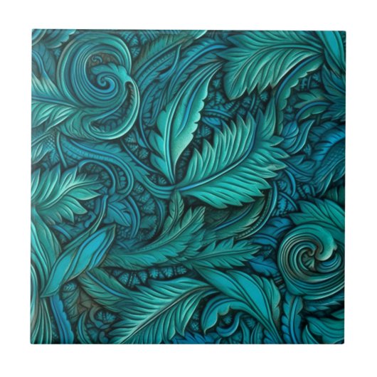  Turquoise reliëfleer Tegeltje (Voorkant)