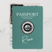 Turquoise Reno Paspoort Bewaar de datum Save The Date (Voorkant / Achterkant)