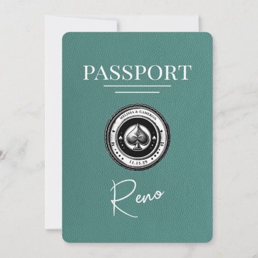 Turquoise Reno Paspoort Bewaar de datum Save The Date (Voorkant)