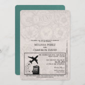 Turquoise Reno Passport bruiloft uitnodiging (Voorkant / Achterkant)